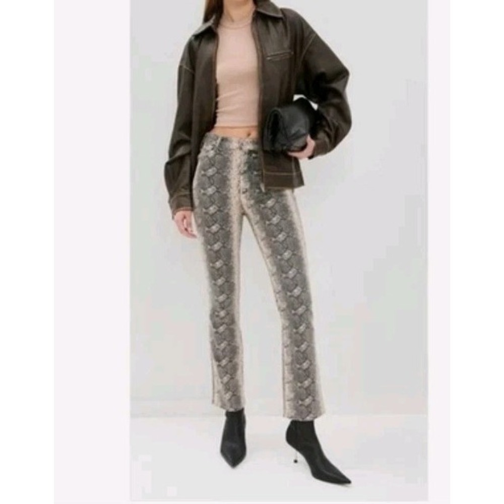 Mother The Hustler Flood Jean 25 Boa Babe Denim Snakeskin High Rise Crop Ankle